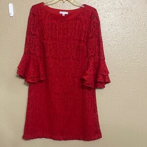 Red Lace Ruffle Dress size 10